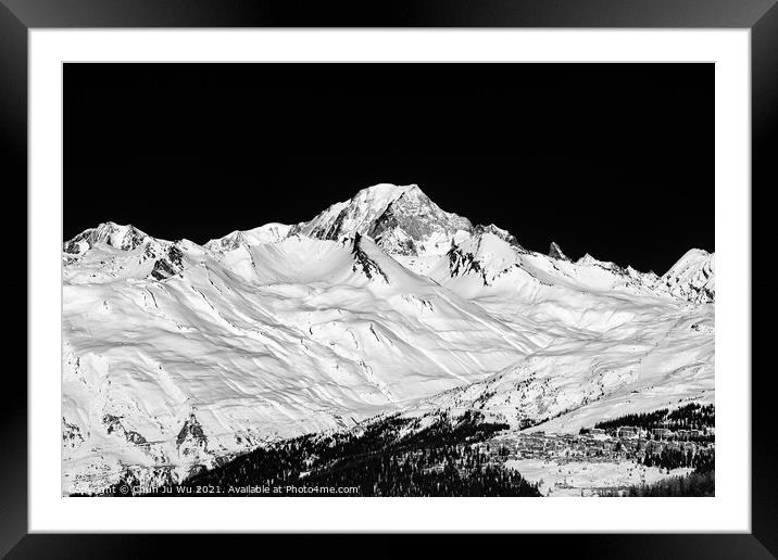 Mont Blanc in Savoie, France (black & white) Framed Mounted Print by Chun Ju Wu