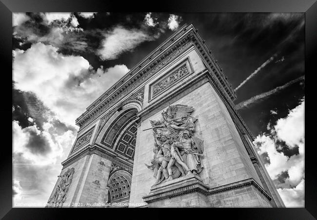 Arc de Triomphe, one of the most famous landmark in Paris (black & white) Framed Print by Chun Ju Wu
