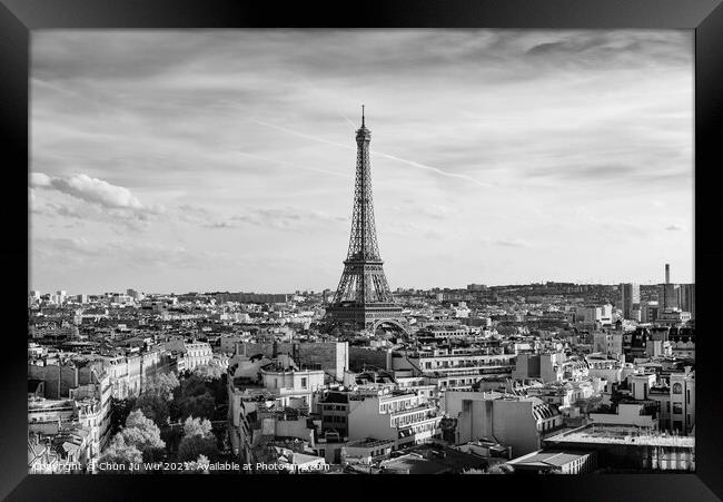 Eiffel Tower in Paris, France (black & white) Framed Print by Chun Ju Wu