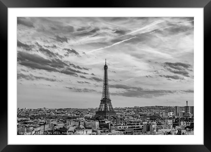 Eiffel Tower in Paris, France (black & white) Framed Mounted Print by Chun Ju Wu