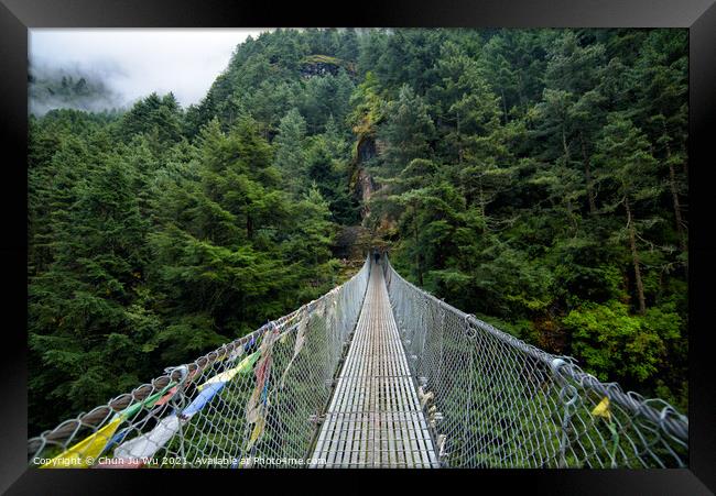 Suspension Bridge at Himalayan area in Nepal Framed Print by Chun Ju Wu