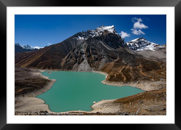 Gokyo lake surrounded by snow mountains of Himalayas in Nepal Framed Mounted Print by Chun Ju Wu