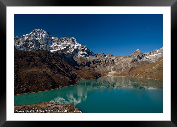 Gokyo lake surrounded by snow mountains of Himalayas in Nepal Framed Mounted Print by Chun Ju Wu