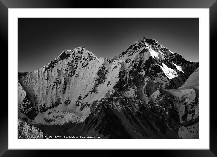 Snow mountains of Himalayas in Nepal (black and white) Framed Mounted Print by Chun Ju Wu