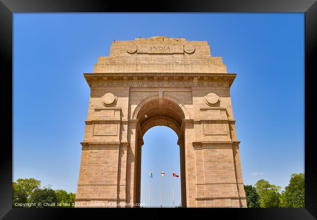 India Gate, a famous war memorial in New Delhi, India Framed Print by Chun Ju Wu
