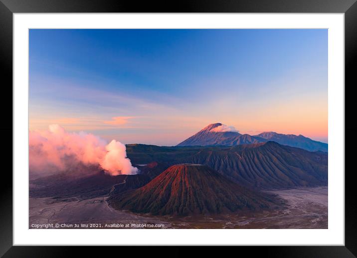 Mount Bromo under the light of sunrise, the most famous volcano in Java, Indonesia Framed Mounted Print by Chun Ju Wu