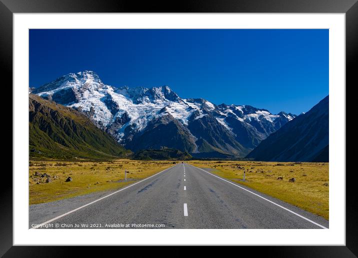 Road trip in New Zealand with snow mountains in winter Framed Mounted Print by Chun Ju Wu