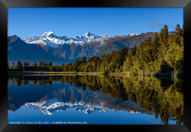 Lake Matheson in South Island, New Zealand Framed Print by Chun Ju Wu
