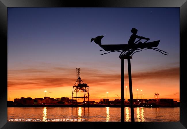 Sunset view of Fremantle, WA, Australia Framed Print by Chun Ju Wu