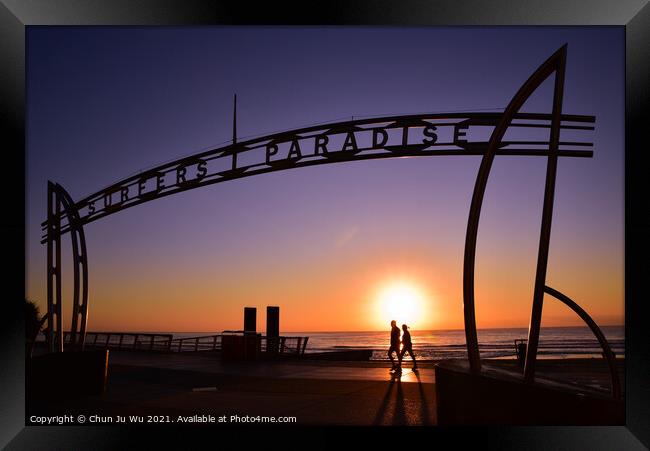 Sunrise in Surfers Paradise, Gold Coast, Queensland, Australia Framed Print by Chun Ju Wu
