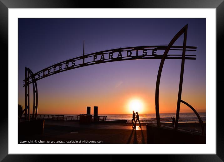 Sunrise in Surfers Paradise, Gold Coast, Queensland, Australia Framed Mounted Print by Chun Ju Wu