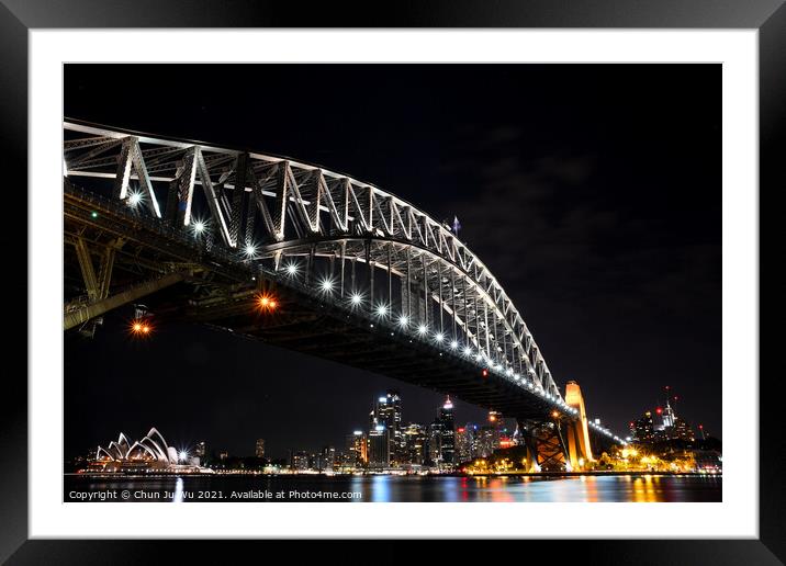 Night view of Sydney Harbour Bridge, NSW, Australia Framed Mounted Print by Chun Ju Wu