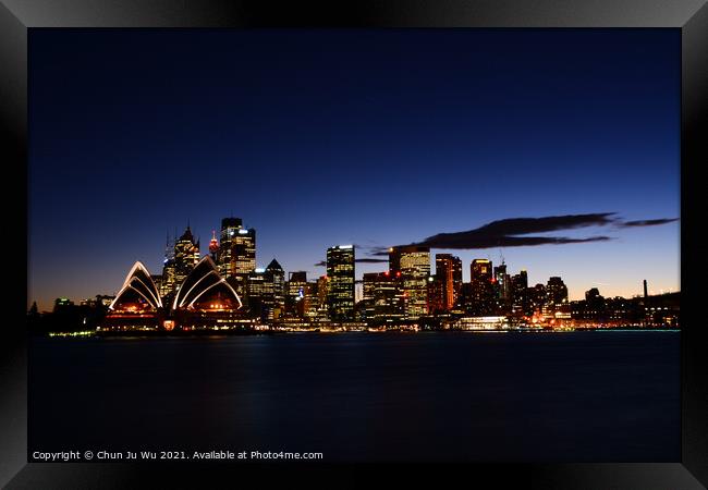 Skyline of Sydney CBD with Opera House at sunset time, NSW, Australia Framed Print by Chun Ju Wu