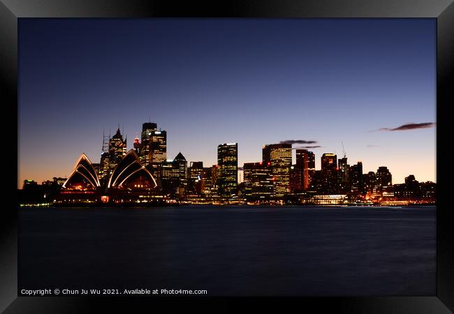 Skyline of Sydney CBD with Opera House at sunset time, NSW, Australia Framed Print by Chun Ju Wu