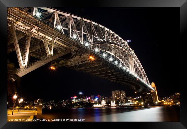 Night view of Sydney Harbour Bridge, NSW, Australia Framed Print by Chun Ju Wu