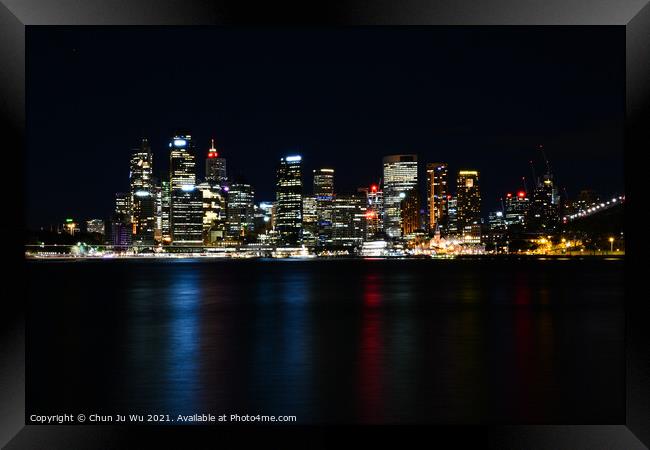 Skyline of Sydney CBD at night, NSW, Australia Framed Print by Chun Ju Wu
