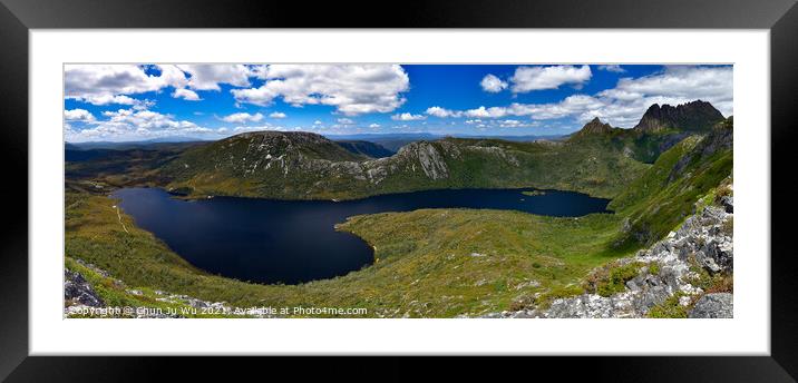 Panorama of Dove Lake in Cradle Mountain-Lake St. Clair National Park, Tasmania, Australia Framed Mounted Print by Chun Ju Wu