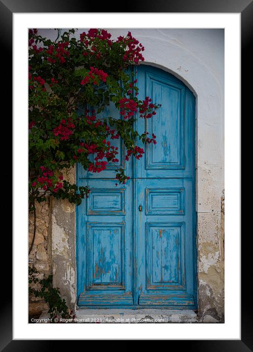 Doors on the island of Kastellorizo, Meis Framed Mounted Print by Roger Worrall