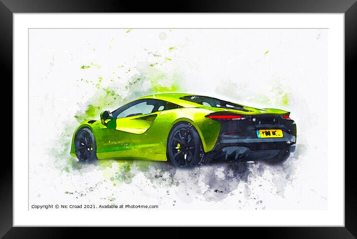 McLaren Artura Watercolour Sketch Framed Mounted Print by Nic Croad