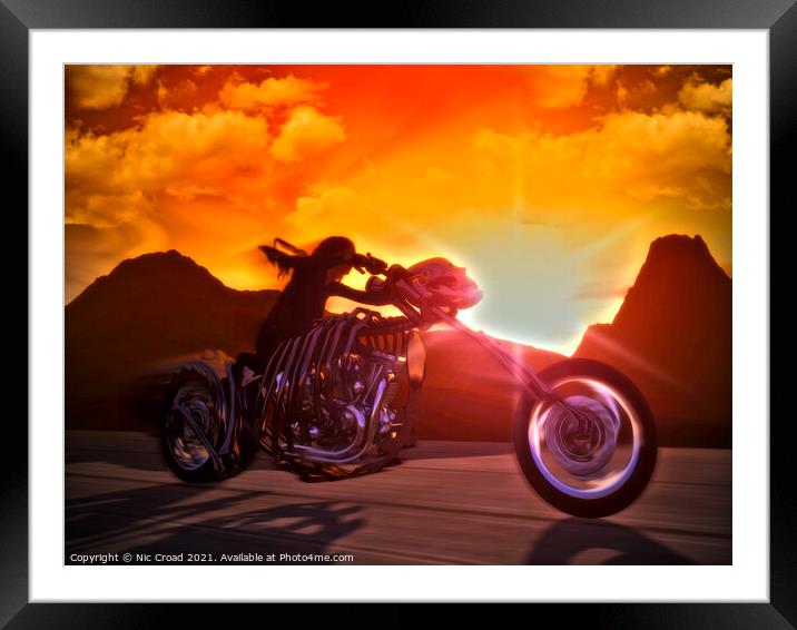Sunset Rider Framed Mounted Print by Nic Croad