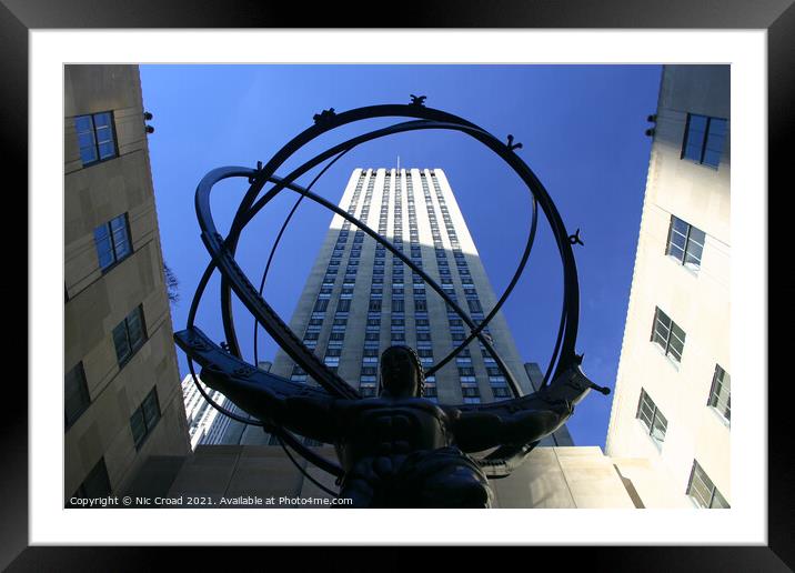 Atlas Statue, Rockefeller Center Framed Mounted Print by Nic Croad