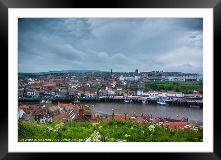 Whitby town and harbour Framed Mounted Print by Nic Croad