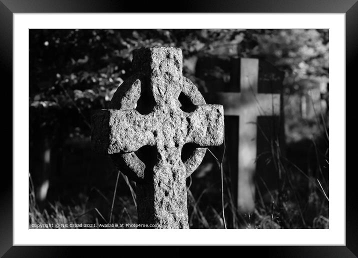 Celtic Stone Cross Headstone Framed Mounted Print by Nic Croad