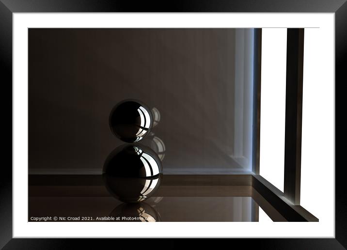 Abstract Chrome Balls Framed Mounted Print by Nic Croad