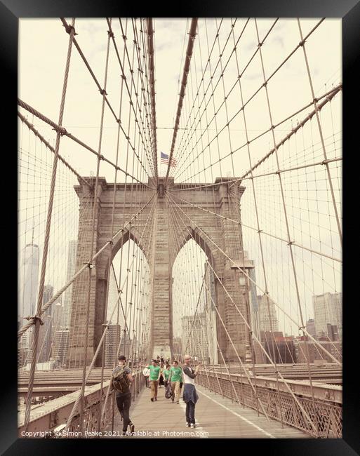 Brooklyn Bridge Framed Print by Simon Peake