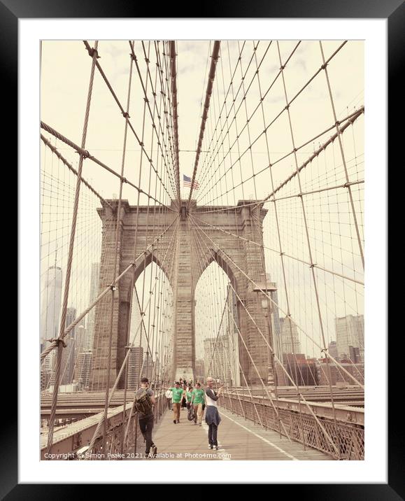 Brooklyn Bridge Framed Mounted Print by Simon Peake