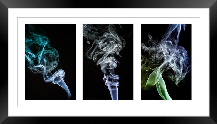 Smoke Trails Triptych  Framed Mounted Print by Gary A Kenyon
