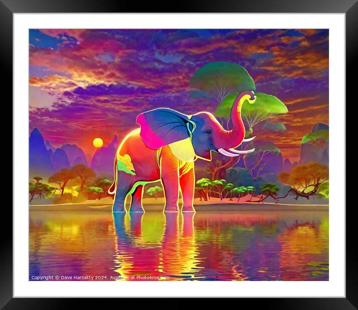 Elephant on the Water 2. Framed Mounted Print by Dave Harnetty