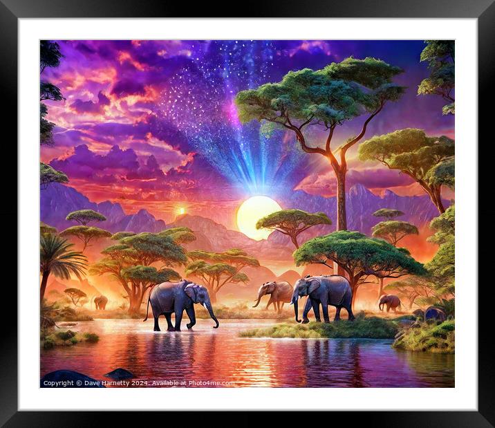Elephant Journey Framed Mounted Print by Dave Harnetty