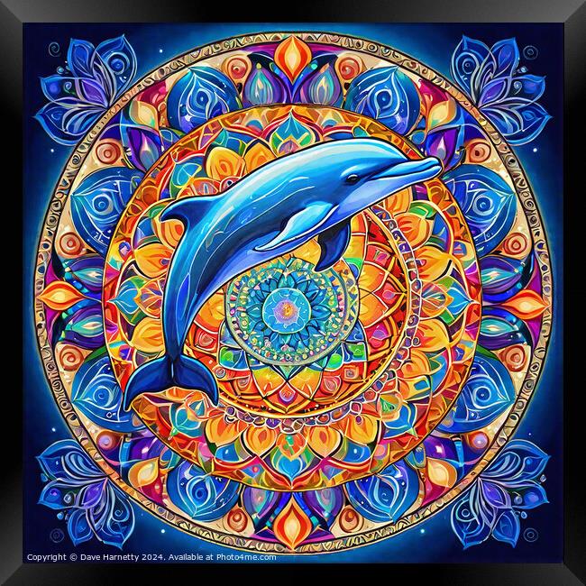 Dolphin Mandala Framed Print by Dave Harnetty