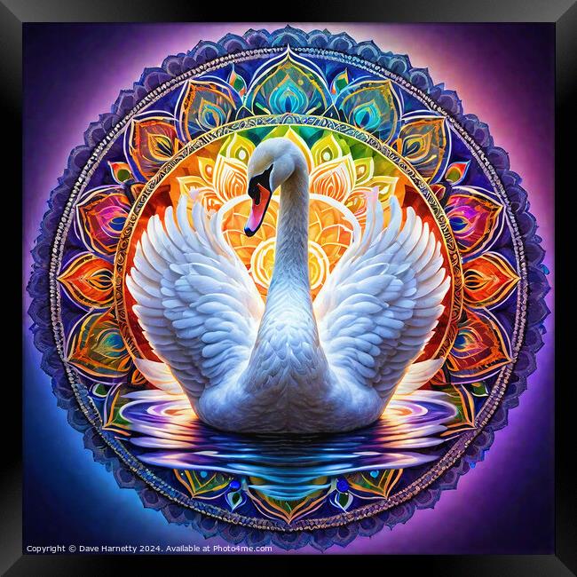 Swan Mandala. Framed Print by Dave Harnetty