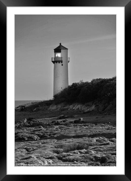Southerness Lighthouse Dumfries  Framed Mounted Print by christian maltby