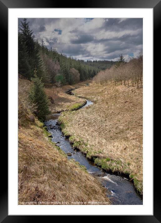 A river in the Ae forest  Framed Mounted Print by christian maltby