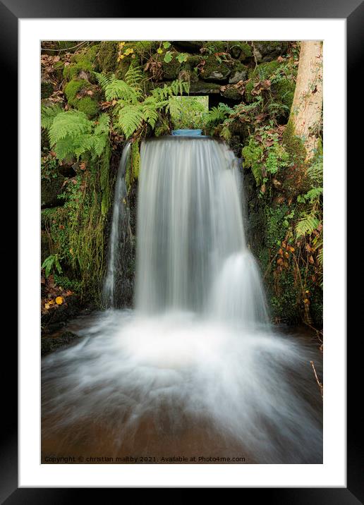Waterfall in Dumfries Scotland Framed Mounted Print by christian maltby