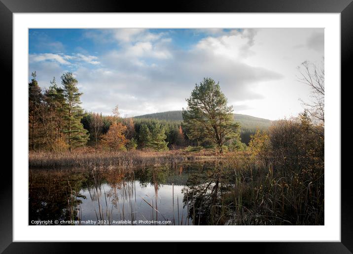 Capenoch Loch in the village of Penpont Dumfries Framed Mounted Print by christian maltby