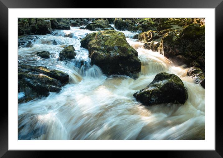 Gushing river Southern Scotland   Framed Mounted Print by christian maltby