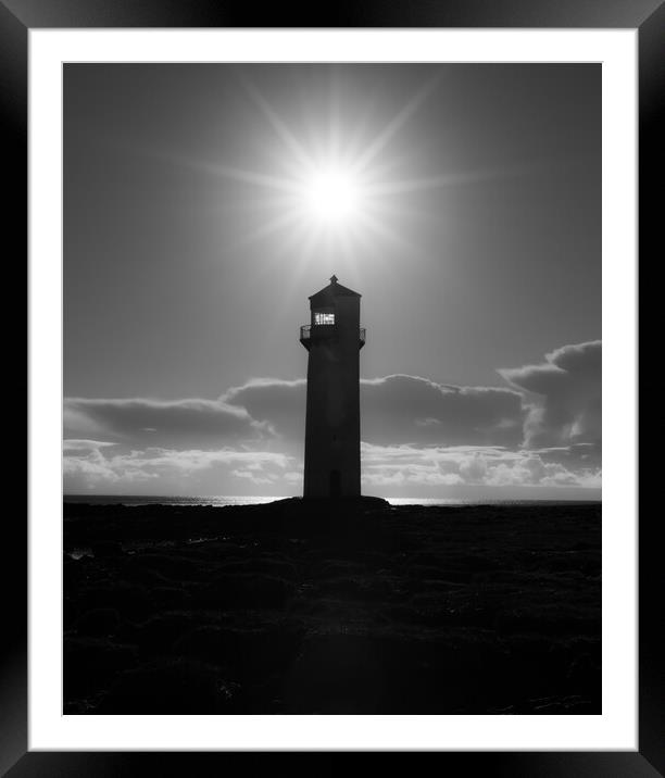 Southerness Lighthouse silhouette  Framed Mounted Print by christian maltby