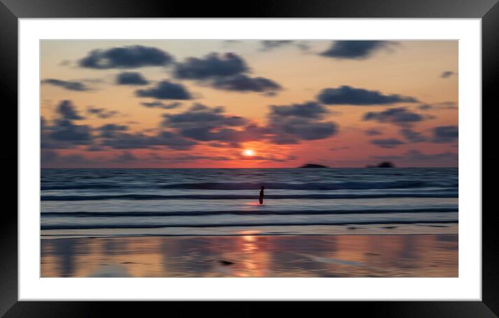 Sunset, Treyarnon Bay, North Cornwall. Framed Mounted Print by Frank Farrell