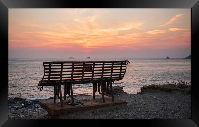 "That Seat" at Treyarnon Bay, Cornwall  Framed Print by Frank Farrell