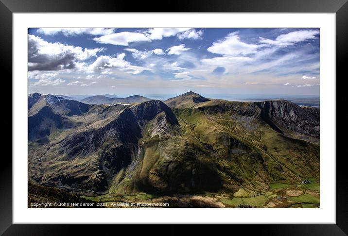 Snowdonia mountains Framed Mounted Print by John Henderson