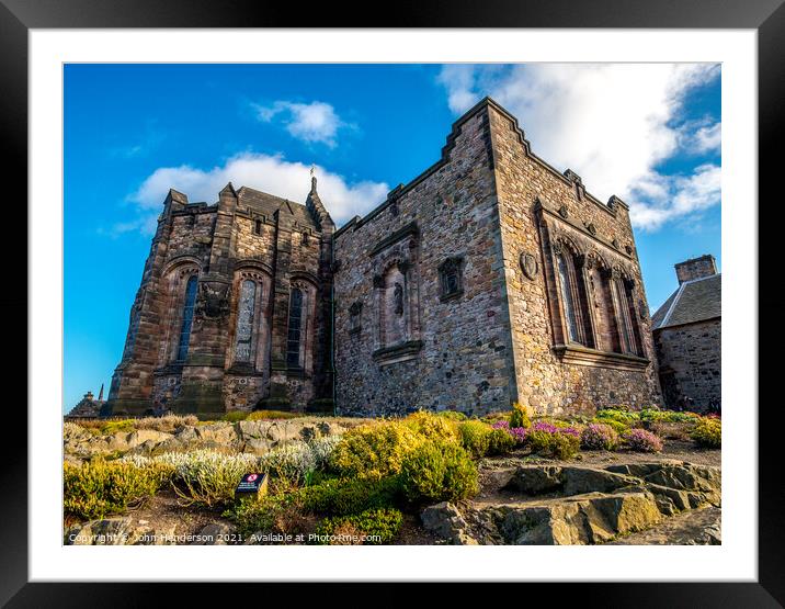 St Margaret’s Chapel. the small Chapel within Edin Framed Mounted Print by John Henderson