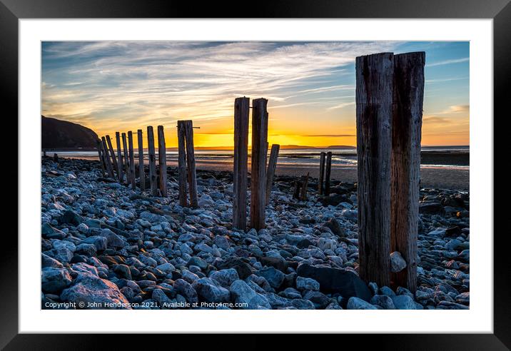 Conwy Morfa Beach sunset Framed Mounted Print by John Henderson