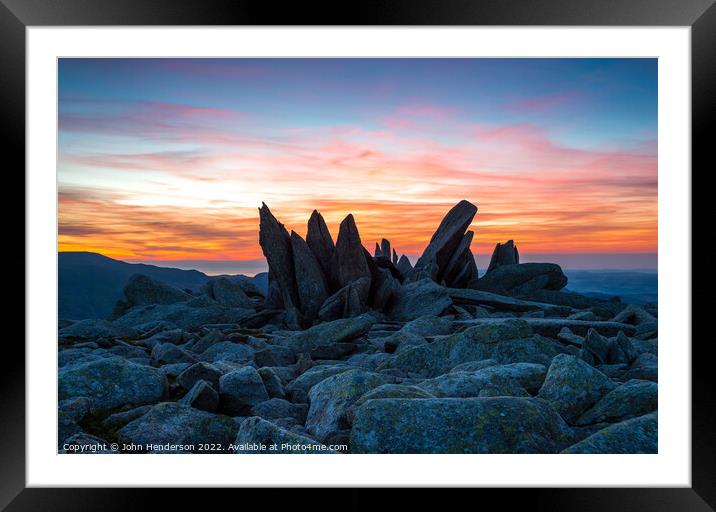Welsh mountain sunrise. Glyder Fach. Framed Mounted Print by John Henderson