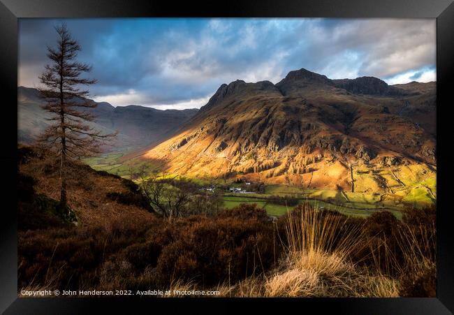 Langdale Pikes Framed Print by John Henderson