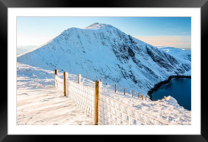 Snowdonia winter mountain Elidir Fawr Framed Mounted Print by John Henderson