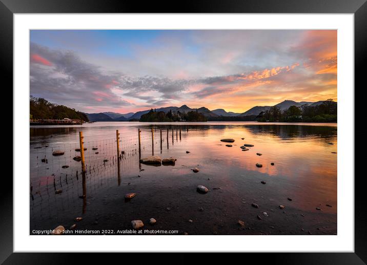 A Majestic Sunset over Derwentwater Framed Mounted Print by John Henderson